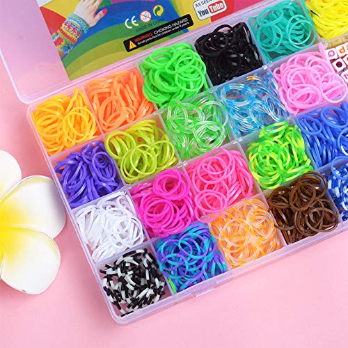 Vegena DIY Pulseras Gomas Loom Bandas Conjunto Niños Bricolaje Conjunto de Cuentas Gomas para Pulseras de Colores 23 Colores Rainbow Elasticas Loom Bandz DIY Kit con Accesorios para Niños Juguete