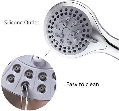 VEHHE Alcachofa Ducha con Manguera 1,5 m, Boquilla de ducha cromo que aumenta la presión Spray con 5 modos Baño de ahorro de agua VEHHE Alcachofa Ducha con Manguera 1,5 m, Boquilla de ducha cromo que aumenta la presión Spray con 5 modos Baño de ahorro de agua