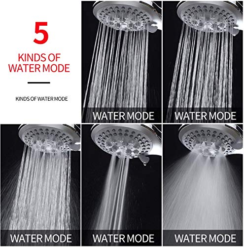 VEHHE Alcachofa Ducha con Manguera 1,5 m, Boquilla de ducha cromo que aumenta la presión Spray con 5 modos Baño de ahorro de agua VEHHE Alcachofa Ducha con Manguera 1,5 m, Boquilla de ducha cromo que aumenta la presión Spray con 5 modos Baño de ahorro de agua