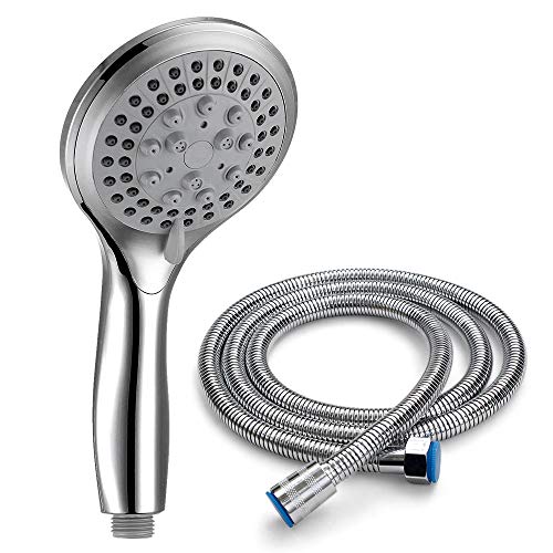 VEHHE Alcachofa Ducha con Manguera 1,5 m, Boquilla de ducha cromo que aumenta la presión Spray con 5 modos Baño de ahorro de agua VEHHE Alcachofa Ducha con Manguera 1,5 m, Boquilla de ducha cromo que aumenta la presión Spray con 5 modos Baño de ahorro de agua