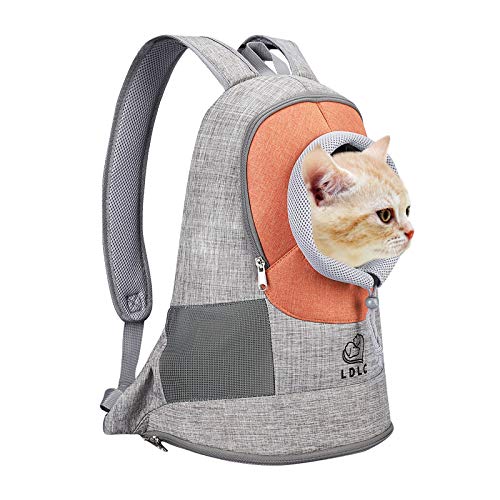 Vejaoo Mochila para Transporte De Mascotas, De Fácil Ajuste para Viajes, Senderismo, Camping, para Perros Pequeños, Gatos y Cachorros XZ033 (L, Orange)