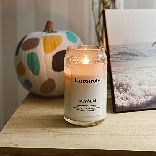 Vela Aromática Lanzarote | Cera de Soja 100% Natural | 70-90 horas, Vela Perfumada Grande en Vaso, Viaje Recuerdos de Lanzarote, Olor fresco, Regalos Originales Amigos, Decoración, Yoga, Hogar, Baño