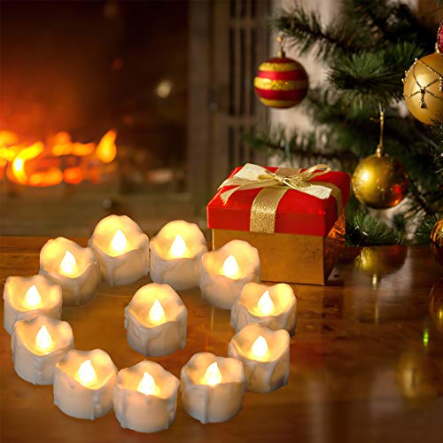 Velas LED con temporizador, lote de 12 pack pchero batería Alimentado por velas LED, 6 horas a y 18 horas de - [Blanco Cálido]