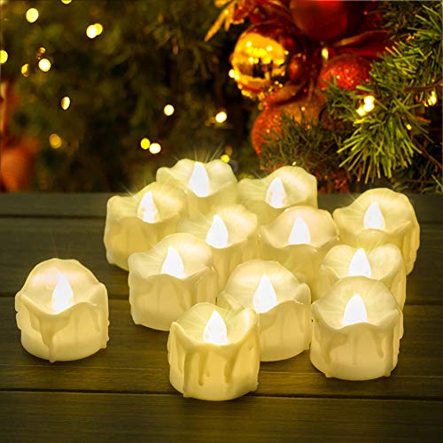 Velas LED con temporizador, lote de 12 pack pchero batería Alimentado por velas LED, 6 horas a y 18 horas de - [Blanco Cálido]