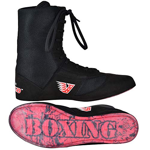 VELO Zapatos de boxeo de cuero para deportes de combate de entrenamiento de maestría, unisex, para hombres y jóvenes, botas genuinas, ligeras, color negro, para adultos (largo, negro, 43)