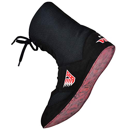 VELO Zapatos de boxeo de cuero para deportes de combate de entrenamiento de maestría, unisex, para hombres y jóvenes, botas genuinas, ligeras, color negro, para adultos (largo, negro, 43)