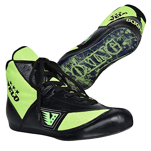 VELO. Zapatos de boxeo de cuero para deportes de lucha de entrenamiento de maestro de malla unisex Pro para hombre y juventud, botas genuinas, peso ligero, color negro, zapatos de boxeo para adultos