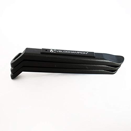 VeloChampion - Juego de 3 Palancas de Nilon para Cambiar Camara Rueda Bicicleta- Negro Black Tyre Levers VeloChampion - Juego de 3 Palancas de Nilon para Cambiar Camara Rueda Bicicleta- Negro Black Tyre Levers
