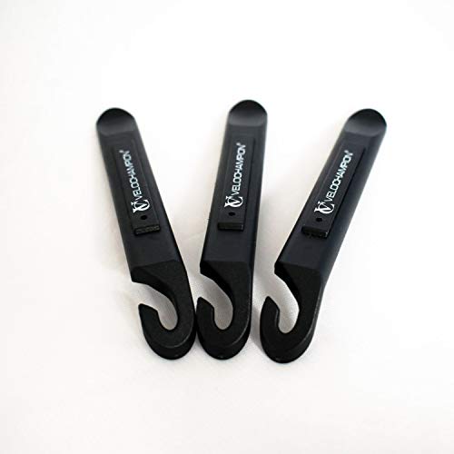 VeloChampion - Juego de 3 Palancas de Nilon para Cambiar Camara Rueda Bicicleta- Negro Black Tyre Levers VeloChampion - Juego de 3 Palancas de Nilon para Cambiar Camara Rueda Bicicleta- Negro Black Tyre Levers