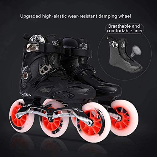 Velocidad De Patines En Línea, Interior Y Exterior 3X110 MM 90A Ruedas De Carreras Patines para Niños Y Niñas, Adultos Patines,Negro,39