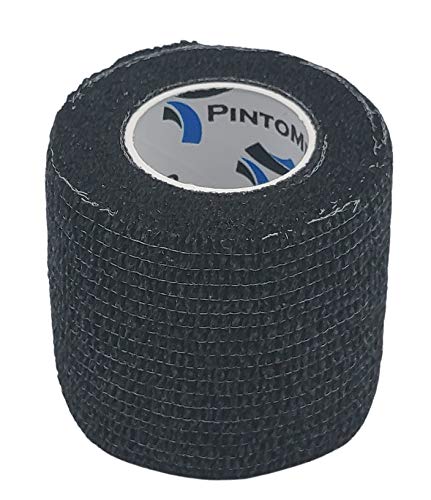 Venda Cohesiva Negro 6 Rollos x 5 cm x 4,5 m Autoadhesivo Flexible Vendaje, Calidad Profesional, Primeros Auxilios, Lesiones de los Deportes, Rodillos embalados Individualmente - Pack de 6