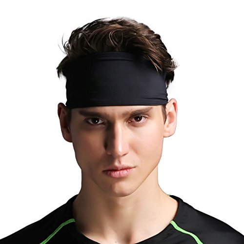 Venda para Hombre - Sudadera Deportiva para Correr, Ciclismo, Yoga, Baloncesto - Pelo elástico para la Humedad, 2 Paquetes Negro Venda para Hombre - Sudadera Deportiva para Correr, Ciclismo, Yoga, Baloncesto - Pelo elástico para la Humedad, 2 Paquetes Negro