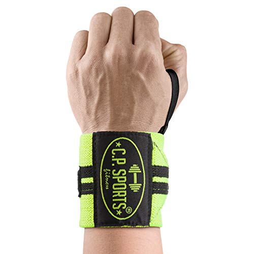 Vendaje para la muñeca de C.P. Sports - 30 cm de largo, lazo para el pulgar / cierre de velcro - talla única, 6 colores - fitness, crossfit, levantamiento de pesas, prensa de banco, competición