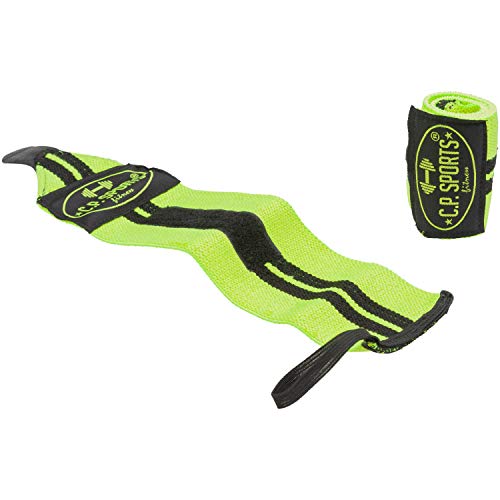 Vendaje para la muñeca de C.P. Sports - 30 cm de largo, lazo para el pulgar / cierre de velcro - talla única, 6 colores - fitness, crossfit, levantamiento de pesas, prensa de banco, competición