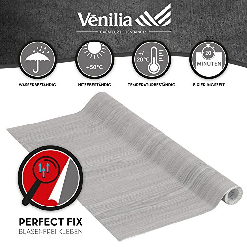 Venilia Klebefolie Kiefer Grau 45 cm x 200 cm Adhesiva Fix Pino Gris, Muebles, lámina autoadhesiva para Papel Pintado, Aspecto Natural de Madera, 45 cm x 2 m, Espesor: 0,15 mm, 53339, PVC