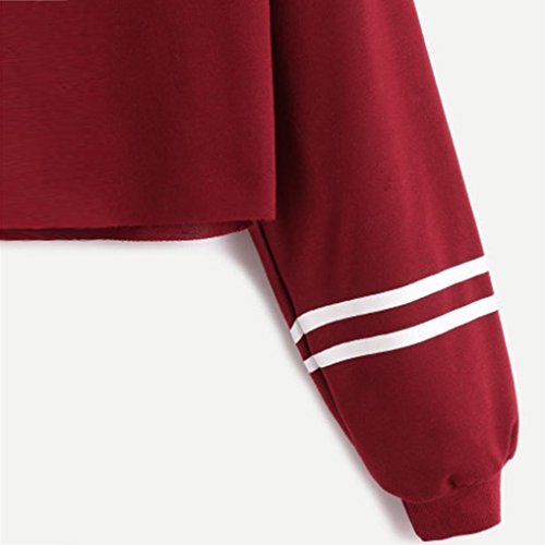 VENMO Mujer Sudaderas Cortas 2017 Otoño BLACKDOPE Impresión Manga Larga Blusa Tops (S, Rojo) VENMO Mujer Sudaderas Cortas 2017 Otoño BLACKDOPE Impresión Manga Larga Blusa Tops (S, Rojo)