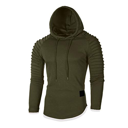 ¡Venta de liquidación! Sudadera con Capucha Hombre Hoodie Adolescentes Chico Pullover Básico Top Chandal Hombres Blusa Clásico Ropa Deportivos Casual Streetwear Yvelands(Verde C,M)