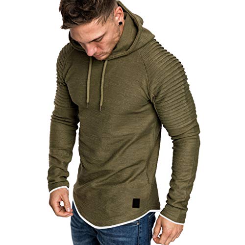 ¡Venta de liquidación! Sudadera con Capucha Hombre Hoodie Adolescentes Chico Pullover Básico Top Chandal Hombres Blusa Clásico Ropa Deportivos Casual Streetwear Yvelands(Verde C,M)