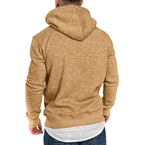 ¡Venta de liquidación! Sudadera con Capucha Hombre Hoodie Adolescentes Chico Pullover Básico Top Chandal Hombres Blusa Clásico Ropa Deportivos Casual Streetwear Yvelands(Khaki F,XL)