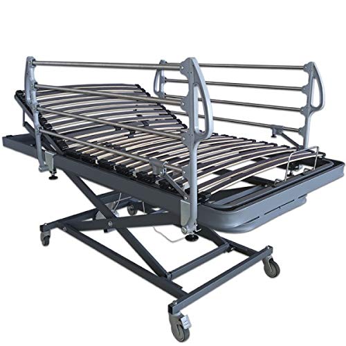 Ventadecolchones - Camas Articuladas Geriátrica de Hospital con Carro Elevador Medida 90 x 190 cm con Juego de barandillas Ventadecolchones - Camas Articuladas Geriátrica de Hospital con Carro Elevador Medida 90 x 190 cm con Juego de barandillas