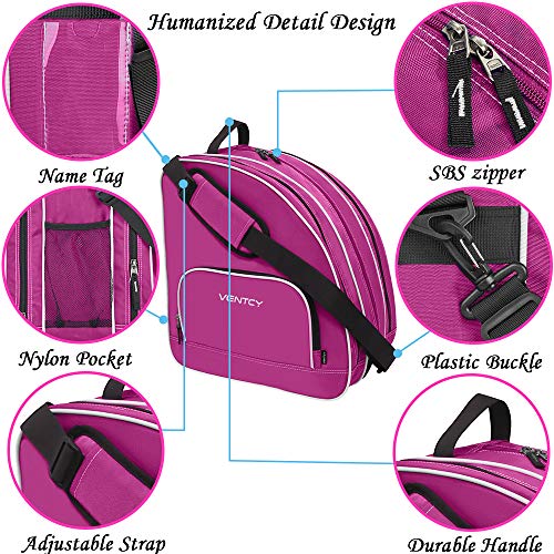 VENTCY Bolsa para Patines, Bolsa Patines Adulto, Bolsa Patines Ruedas, Bolsa Patines Línea para Nina, Bolsa Patines 4 Ruedas hasta El Tamaño 45 (EU) Rosa roja