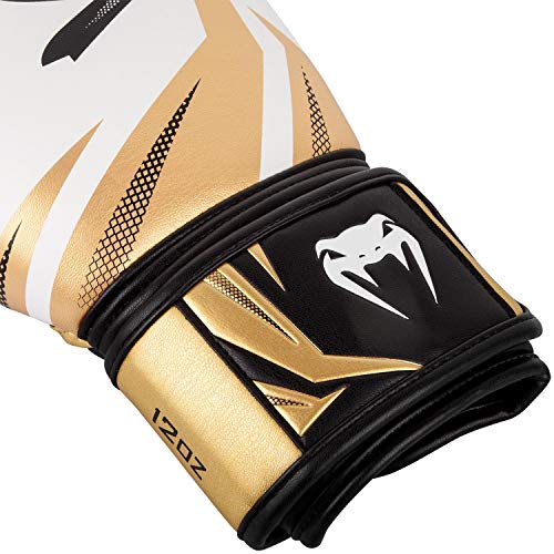 VENUM Challenger 3.0 Guantes de Boxeo, Unisex Adulto, Blanco/Dorado, 12 Oz