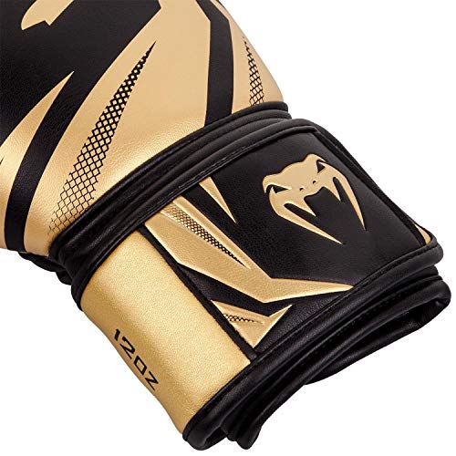 VENUM Challenger 3.0 Guantes de Boxeo, Unisex Adulto, Negro/Dorado, 12 Oz