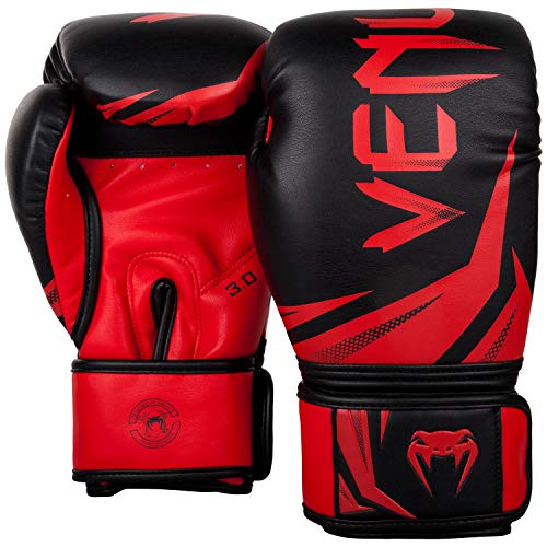 VENUM Challenger 3.0 Guantes de Boxeo, Unisex Adulto, Negro/Rojo, 10 Oz