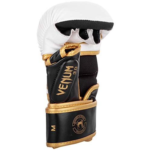 VENUM Challenger 3.0 Guantes de MMA Sparring, Unisex Adulto, Blanco/Negro/Oro, S