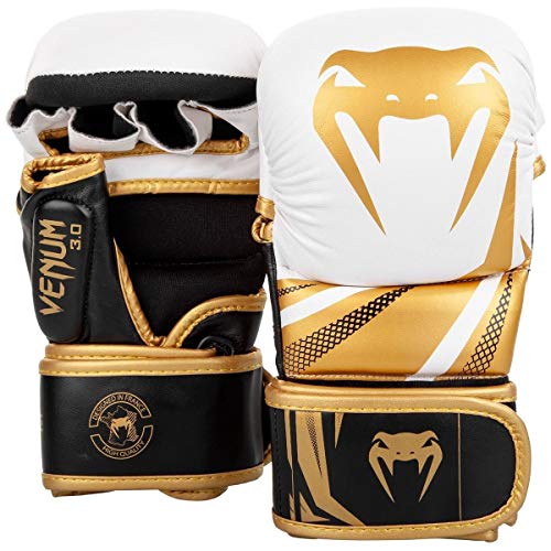 VENUM Challenger 3.0 Guantes de MMA Sparring, Unisex Adulto, Blanco/Negro/Oro, S VENUM Challenger 3.0 Guantes de MMA Sparring, Unisex Adulto, Blanco/Negro/Oro, S