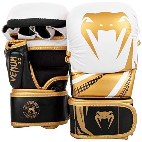 VENUM Challenger 3.0 Guantes de MMA Sparring, Unisex Adulto, Blanco/Negro/Oro, S