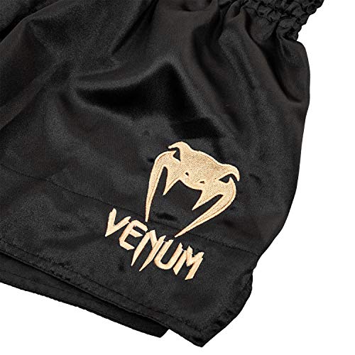 VENUM Classic Pantalones Cortos De Muay Thai, Unisex Adulto, Negro/Dorado, L