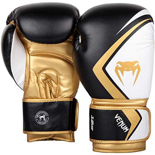 VENUM Contender 2.0 Guantes de Boxeo, Unisex Adulto, Negro/Blanc-Oro, 14 Oz