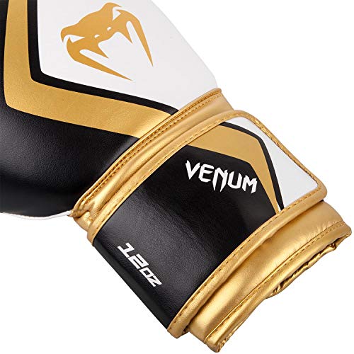 VENUM Contender 2.0 Guantes de Boxeo, Unisex Adulto, Negro/Blanc-Oro, 14 Oz