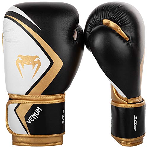 VENUM Contender 2.0 Guantes de Boxeo, Unisex Adulto, Negro/Blanc-Oro, 14 Oz