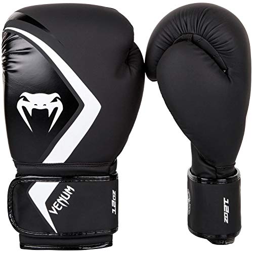 VENUM Contender 2.0 Guantes de Boxeo, Unisex Adulto, Negro/Gris-Blanco, 12 Oz