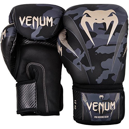 Venum Impact Guantes de Boxeo, Muay thaï, Kick boxing, Camuflaje Oscuro / Arena, 10 Oz