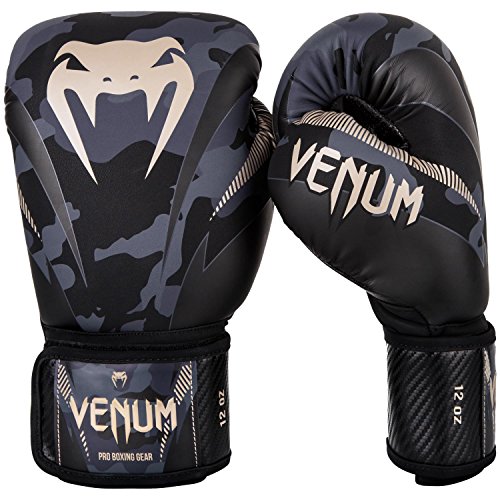 Venum Impact Guantes de Boxeo, Muay thaï, Kick boxing, Camuflaje Oscuro / Arena, 10 Oz