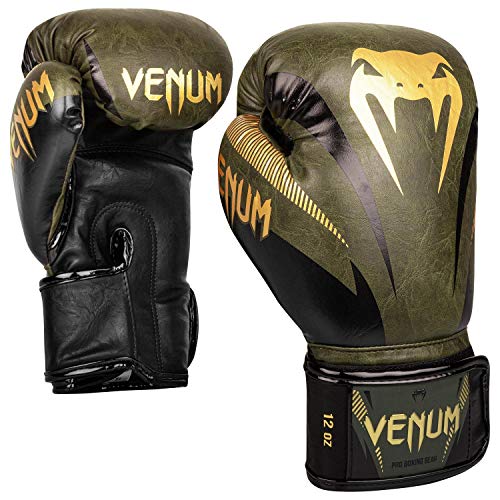 VENUM Impact Guantes de Boxeo, Unisex-Adult, Caqui/Dorado, 14 oz