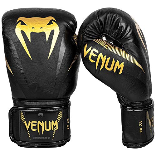 VENUM Impact Guantes de Boxeo, Unisex-Adult, Negro/Dorado, 16 oz