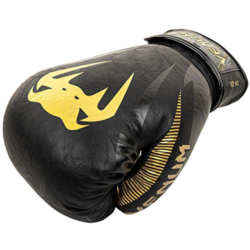 VENUM Impact Guantes de Boxeo, Unisex-Adult, Negro/Dorado, 16 oz