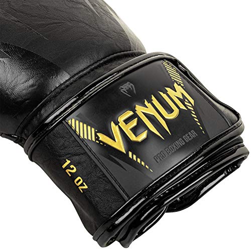 VENUM Impact Guantes de Boxeo, Unisex-Adult, Negro/Dorado, 16 oz