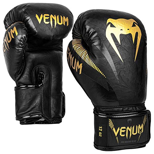 VENUM Impact Guantes de Boxeo, Unisex-Adult, Negro/Dorado, 16 oz