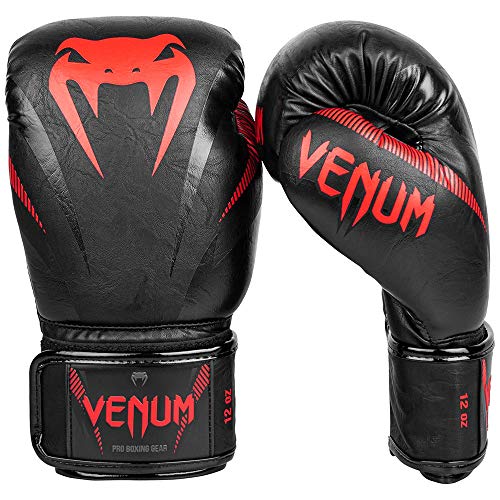 VENUM Impact Guantes de Boxeo, Unisex-Adult, Negro/Rojo, 14 oz