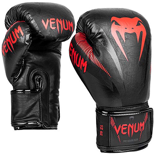 VENUM Impact Guantes de Boxeo, Unisex-Adult, Negro/Rojo, 14 oz