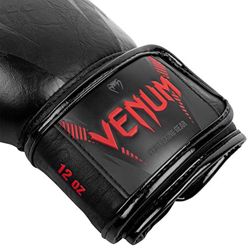 VENUM Impact Guantes de Boxeo, Unisex-Adult, Negro/Rojo, 16 oz