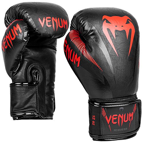 VENUM Impact Guantes de Boxeo, Unisex-Adult, Negro/Rojo, 16 oz