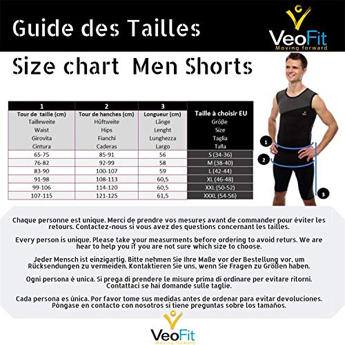 VeoFit Pantalón Corto de Sudoración y Compresión por Hombre Tallas L - Tonifica el Abdomen Flojo y reafirma los Muslos – Ofertas : Guía para Estar en Forma y Bolso para Transporte