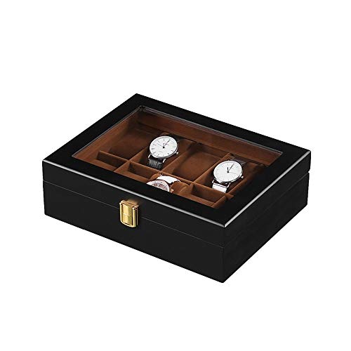 Ver caja de Almacenamiento de Exhibición 12 exhibición del reloj superior caja con cubierta de cristal mate de pintura del diseño del reloj colchoneta Regalo para Hombres Caballeros
