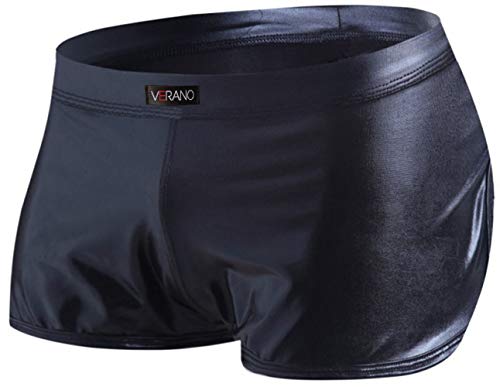 Verano Pantalones cortos de vinilo para hombre, aspecto mojado Negro S